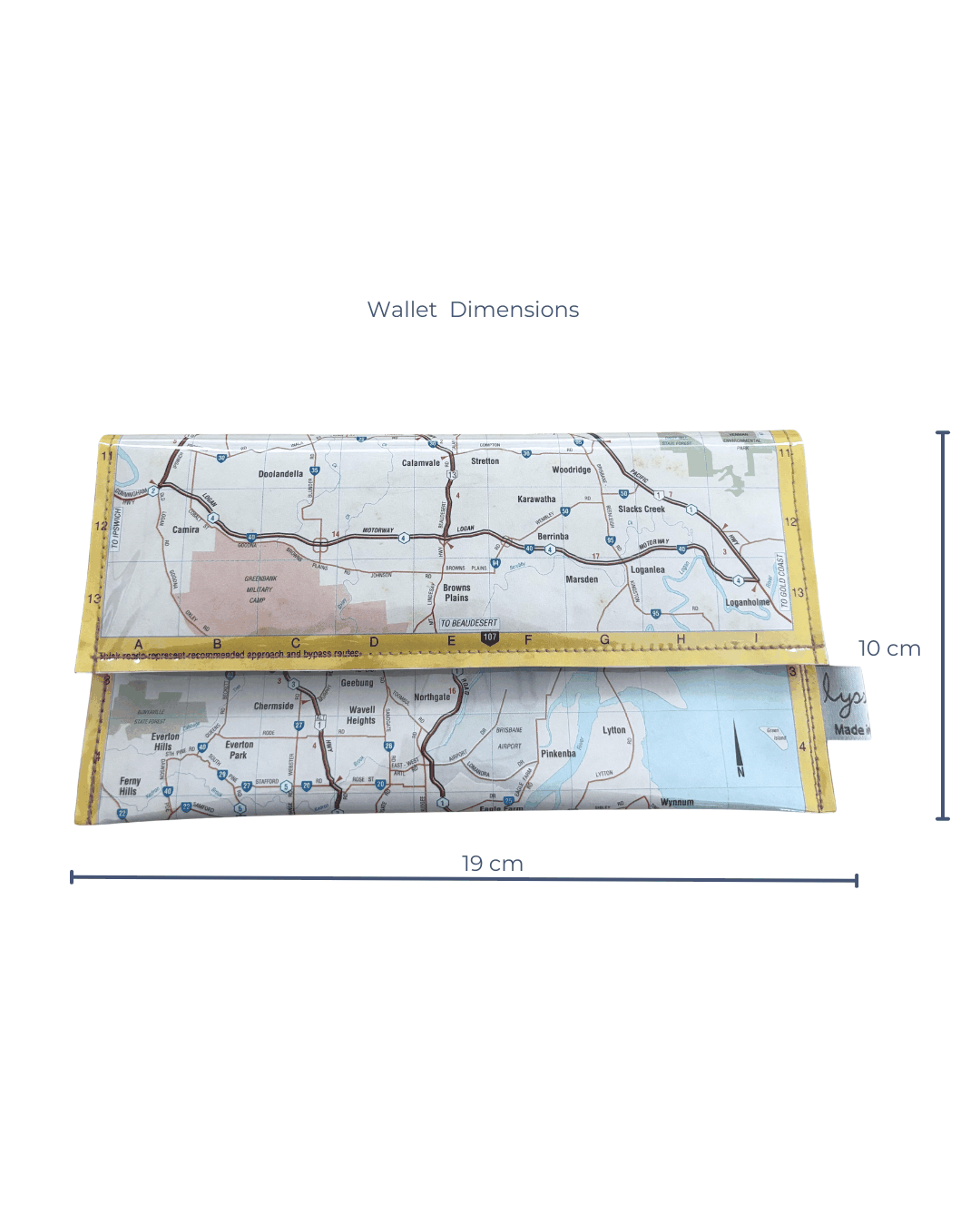 Recycled Street Map Wallet - Brisbane Approach and Bypass Routes