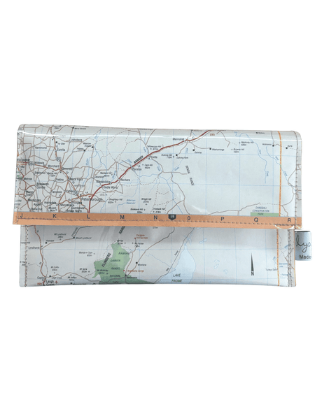 Recycled Map Wallet by LyssyMay South Australia Flinders ranges. Original paper covered in clear pvc. Front view.
