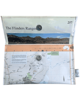 Recycled Map Wallet by LyssyMay South Australia Flinders ranges  inside view of lining with magnetic clip. 