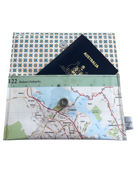 Recycled Street Map Wallet - Hobart Suburbs
