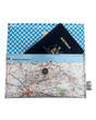 Recycled street map wallet featuring Ballarat and Geelong regions with vintage atlas pages and magnetic closure
