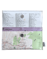 inside lining of index page of a handmade wallet by lyssymay featuring map of sydney australia region 