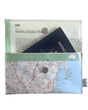 Recycled street map wallet featuring Tasmania, Hobart, Ross, and Swansea design made from 1995 Australian Road Atlas pages