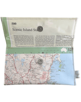 Recycled Map Wallet by LyssyMay Hobart Region inside view of lining with magnetic clip and covered with clear pvc