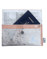 Handmade recycled map wallet featuring 1995 Adelaide Inner Northern Suburbs Australian Road Atlas pages with magnetic clasp