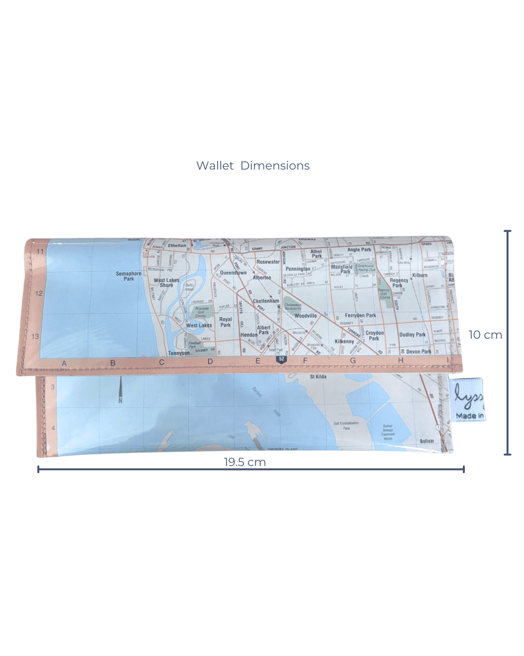 Recycled Map Wallet - SA - Adelaide Northern Coastline Suburbs