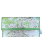 Handmade recycled map wallet featuring 1995 Canberra Northern Suburbs road atlas with travel guide lining and magnetic snap closure