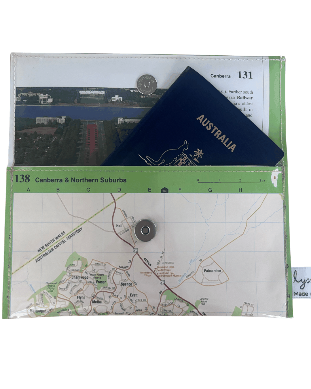 Recycled Map Wallet - Canberra Northern Suburbs - Explore Australia
