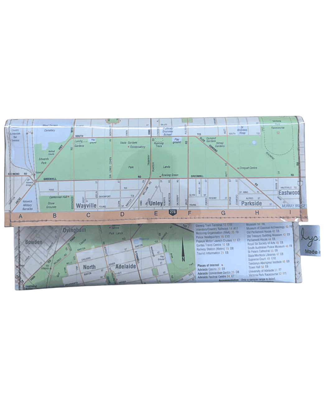 Recycled Map Wallet - SA - Central Adelaide