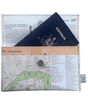 Recycled map wallet featuring 1995 Australian Road Atlas Central Adelaide design, slimline with magnetic clasp and clear PVC cover.