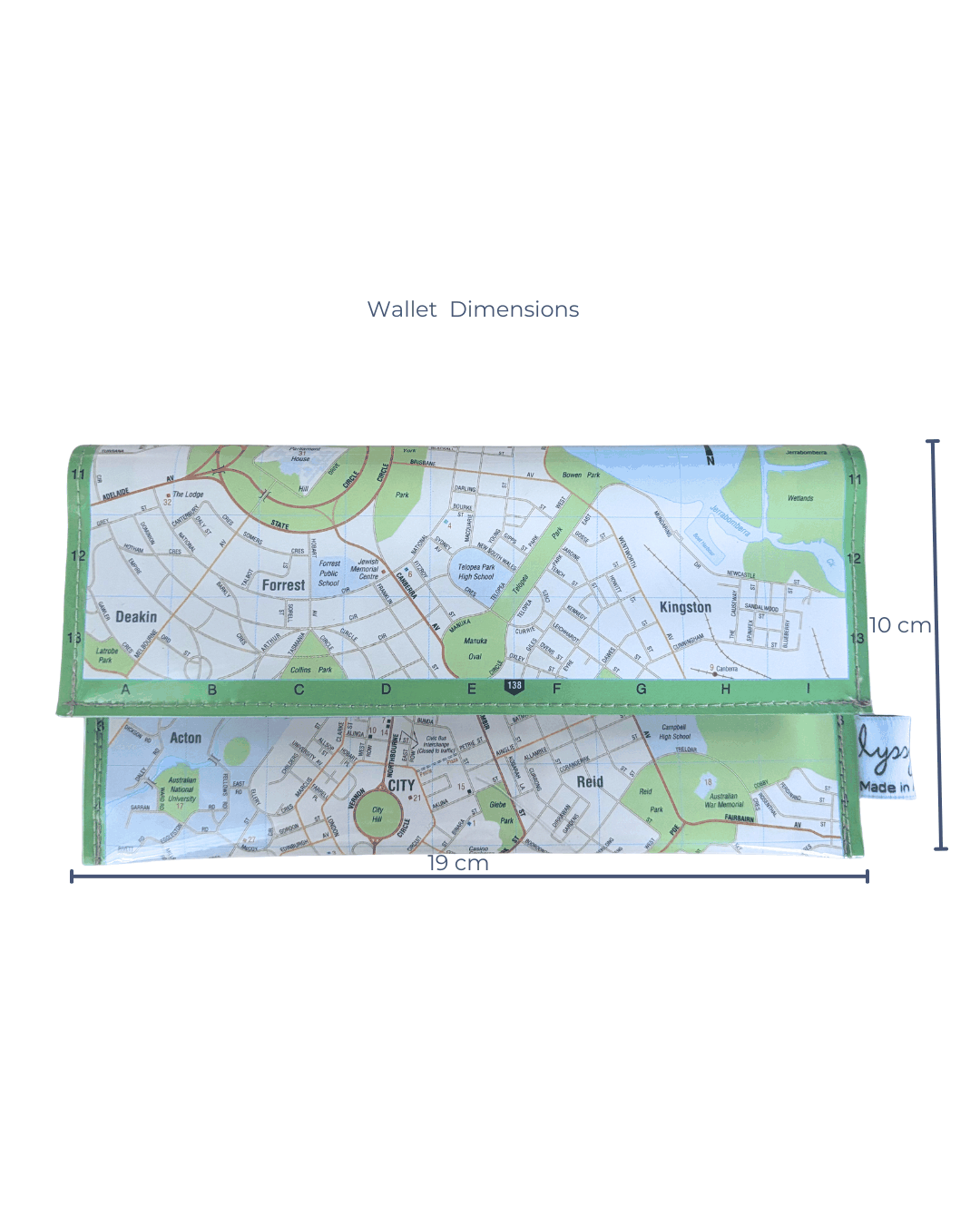 Recycled Map Wallet - Central Canberra - Explore Australia