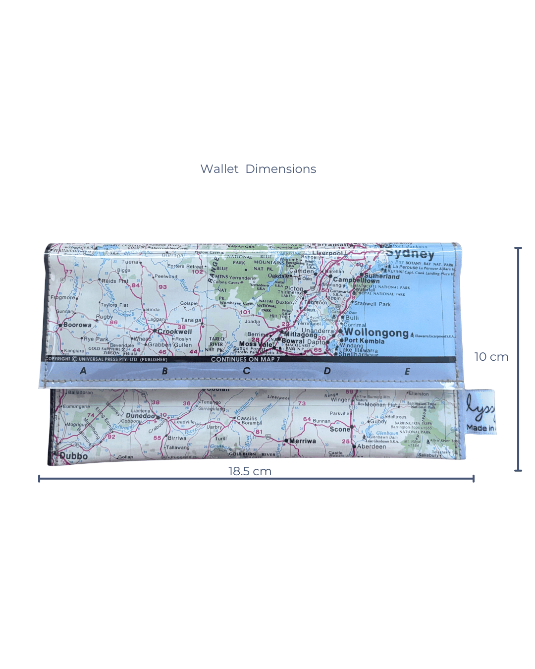 Recycled Street Map Wallet - Central Eastern New South Wales