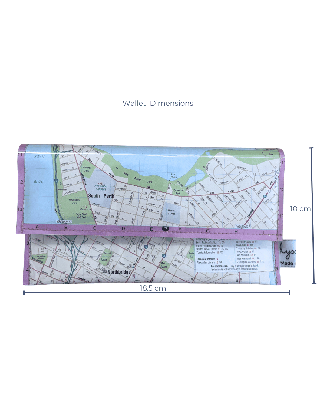 Recycled Map Wallet - Central Perth - Explore Australia