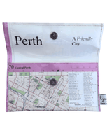 Recycled Map Wallet featuring Central Perth street map from 1995 BP Explore Australia atlas