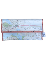 Recycled map wallet made from 1995 Darwin North Eastern Suburbs touring guide pages with magnetic clasp and PVC protection