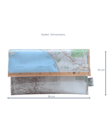 Map wallet with a ruler for dimensions on a white background