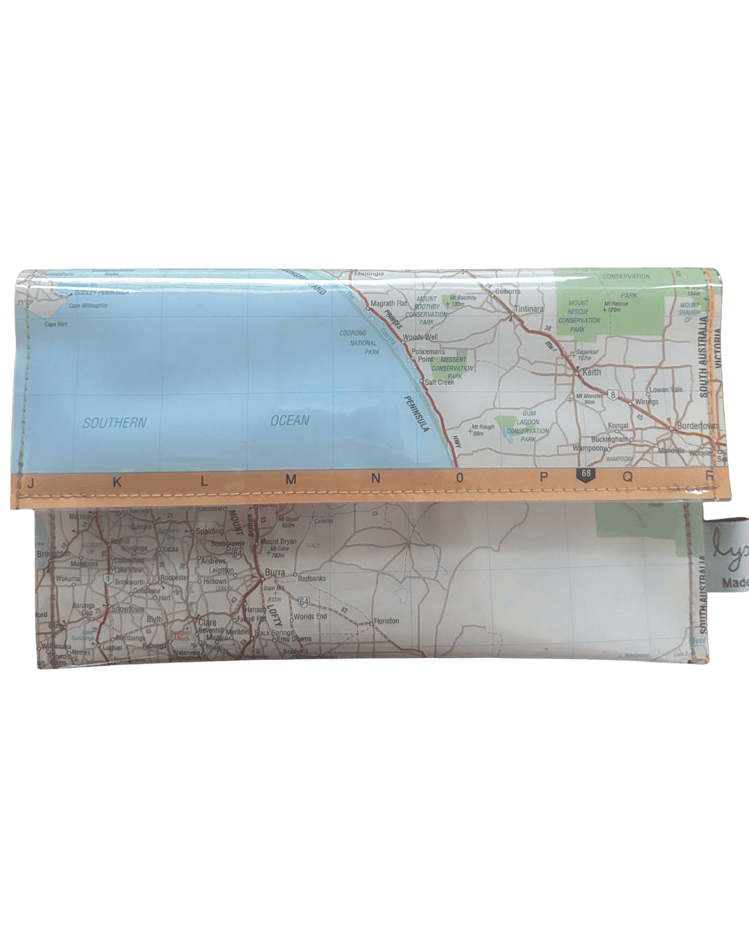 Map-patterned wallet by lyssymay of south australia with white background