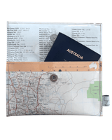 Recycled Map Wallet featuring Adelaide and surrounding South Australian regions made from a 1995 Australian Road Atlas page