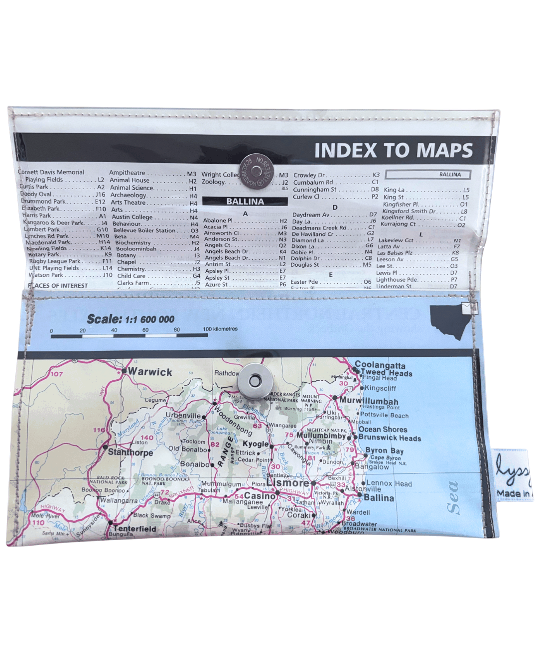 Recycled Street Map Wallet - North Eastern New South Wales