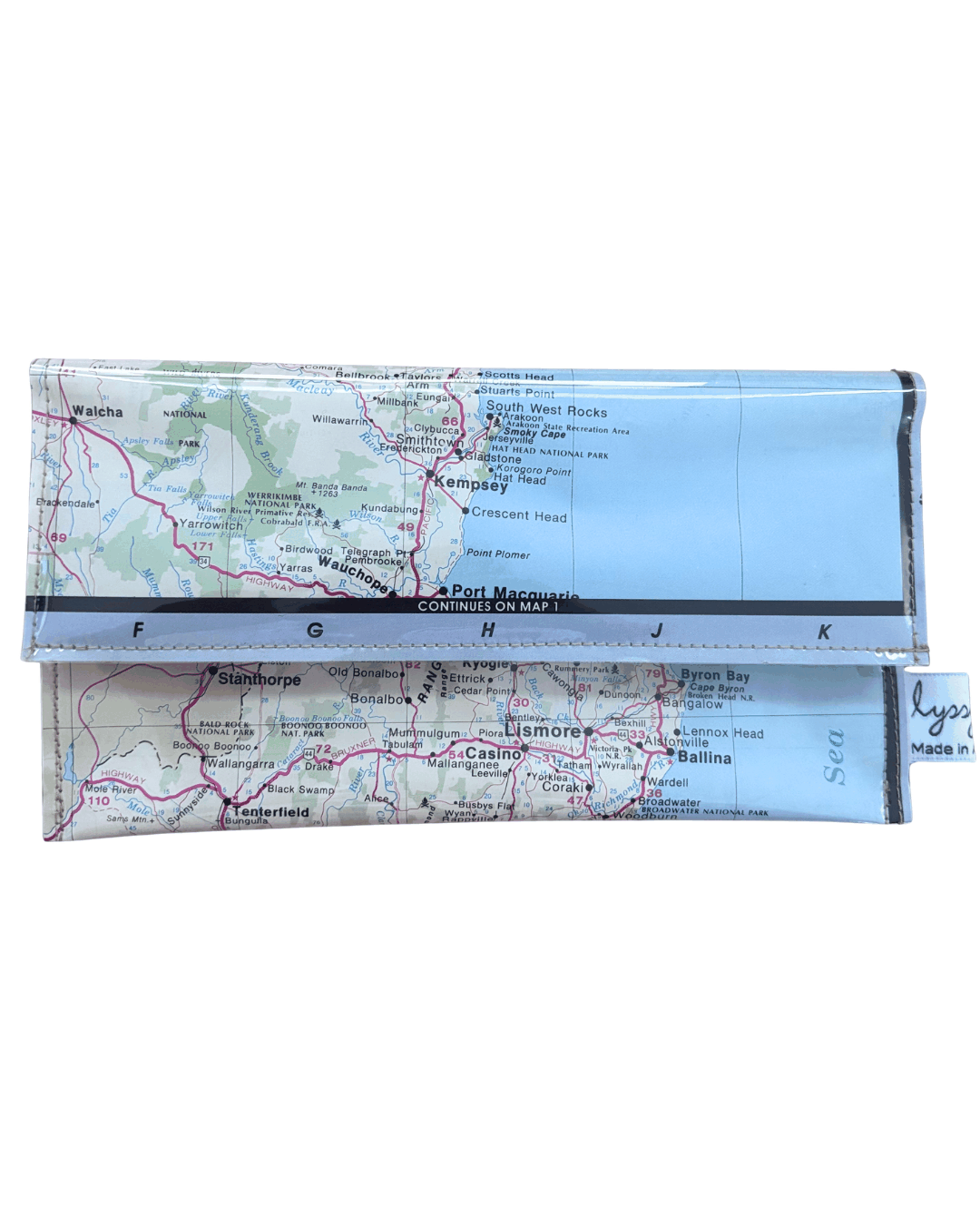 Recycled Street Map Wallet - North Eastern New South Wales