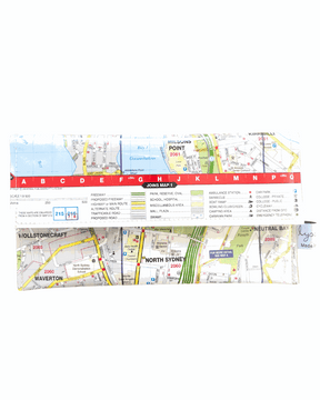 Recycled Street Map Wallet made from 2008 Sydney UBD map of North Sydney suburbs with clear PVC cover and magnetic clip closure