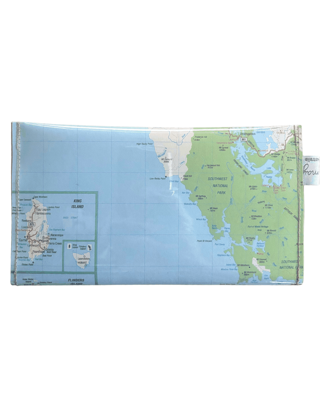 Recycled Street Map Wallet - Southern Tasmania, King Island, Flinders Island