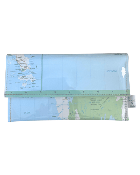 Recycled Street Map Wallet - Southern Tasmania, King Island, Flinders Island