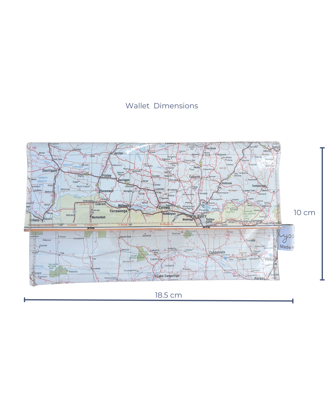 Recycled Map Wallet - Recycled Map Wallet - NSW - Albury, Wagga Wagga, Narranderra, Griffith