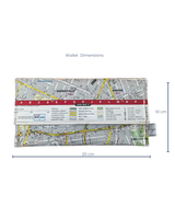 Map wallet with dimensions on a white background