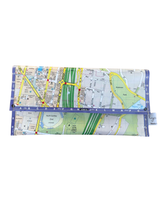 Map-patterned wallet on a white background