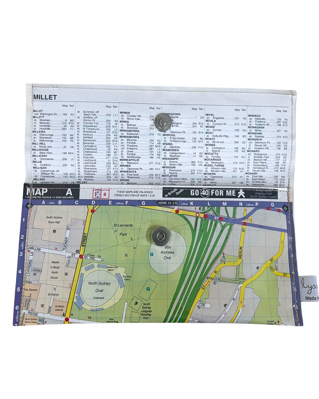 Map wallet inside view on white background