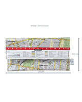 Map wallet with dimensions on a white background
