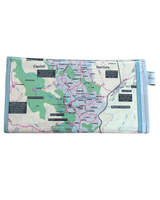 Recycled Map Wallet by LyssyMay canberra suburbs with back view.