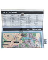Recycled Map Wallet by LyssyMay canberra suburbs with inside view of lining with magnetic clip.