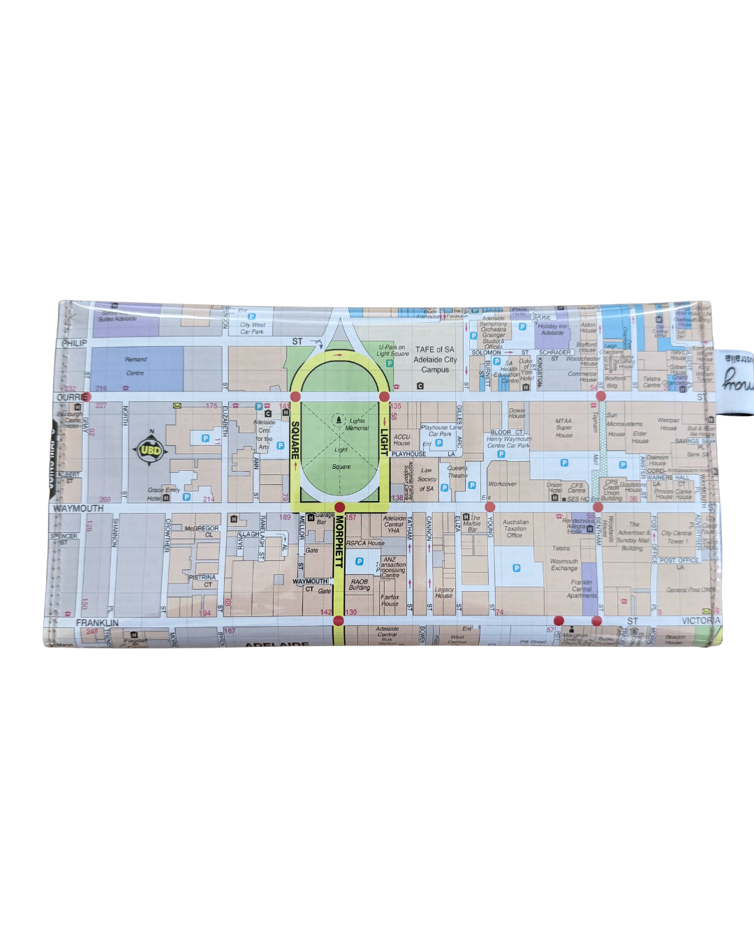 Recycled Street Map Wallet - Adelaide City Centre