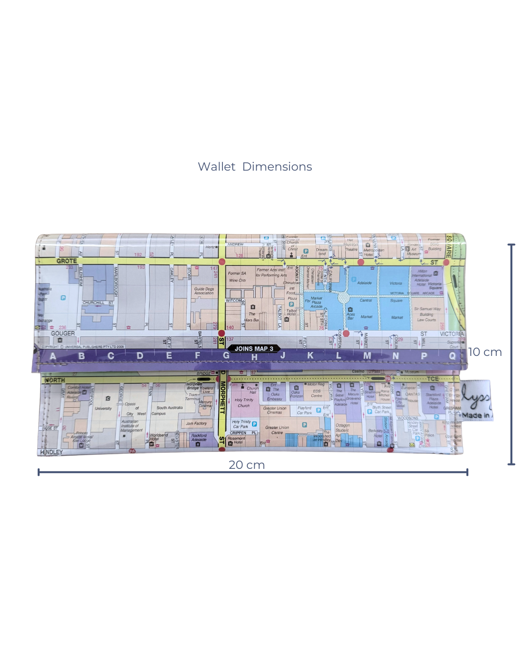 Recycled Street Map Wallet - Adelaide City Centre