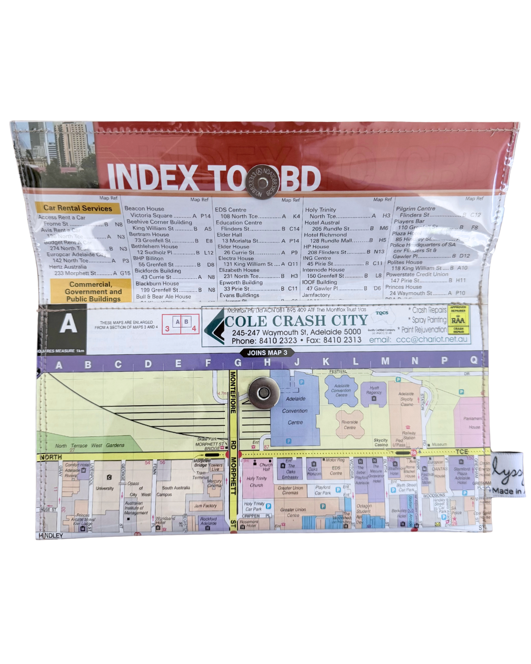 Recycled Street Map Wallet - Adelaide City Centre