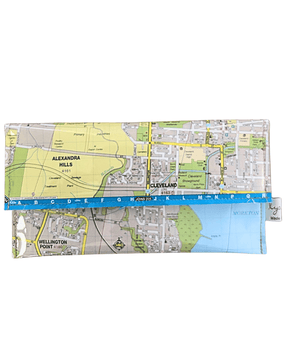 Recycled Street Map Wallet featuring Alexandra Hills and surrounding Brisbane suburbs made from 2009 map pages