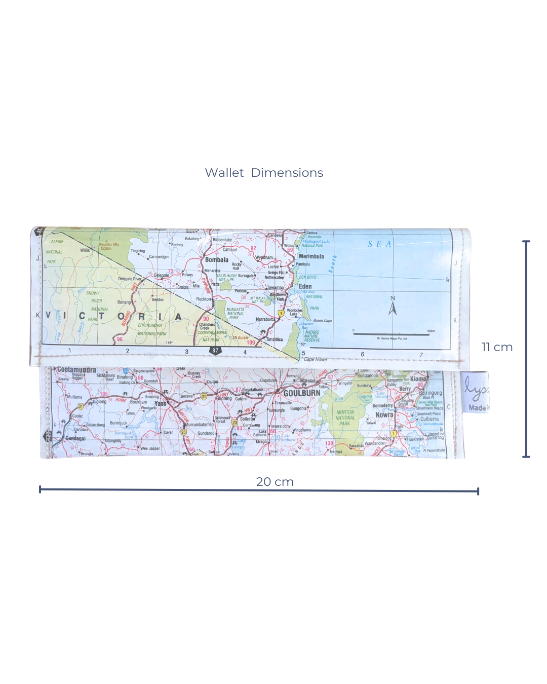 Recycled Map Wallet - Recycled Map Wallet - NSW - Canberra, Bega, Cooma, Goulburn, Woloongong