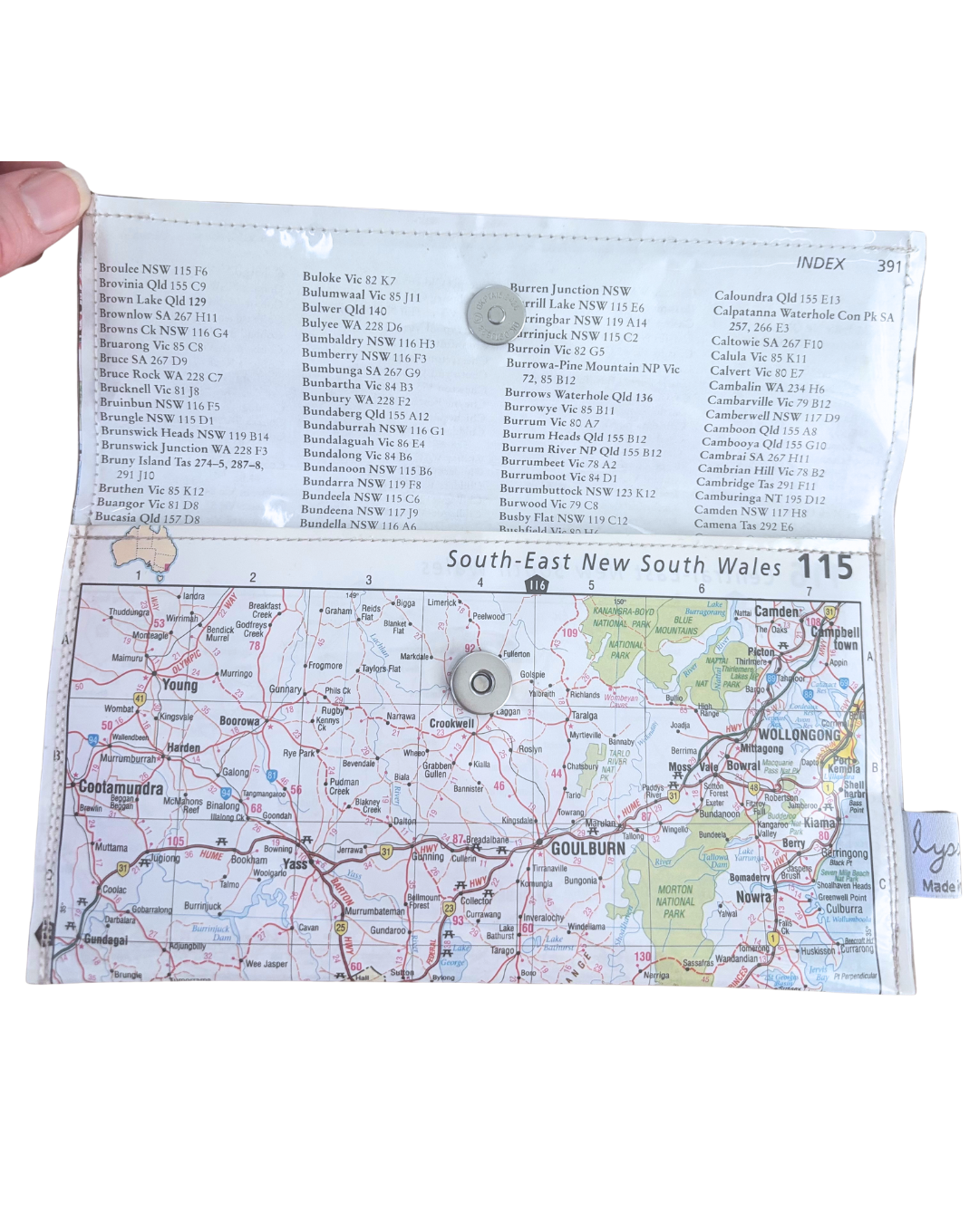 Recycled Map Wallet - Recycled Map Wallet - NSW - Canberra, Bega, Cooma, Goulburn, Woloongong