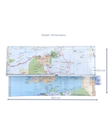 Map wallet with dimensions labeled on a white background