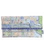 Recycled street map wallet featuring Melbourne city streets and Carlton Gardens design