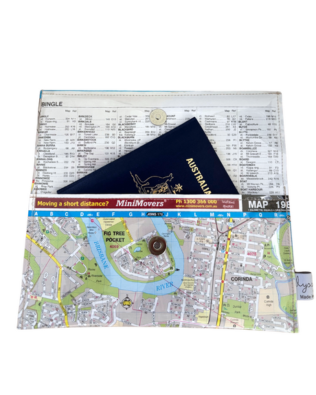 Recycled Street Map Wallet - Oxley, Inala, Durack, Darra, Figtree Pocket
