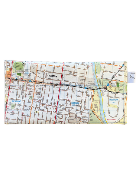 Recycled Street Map Wallet - Lyssy May Handmade Wallet recycled map of Richmond, Abbotsford, Hawthorn