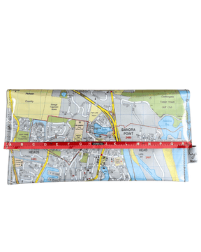 Recycled street map wallet featuring Gold Coast Tweed Heads and Coolangatta streets from 2009 Brisbane UBD directory
