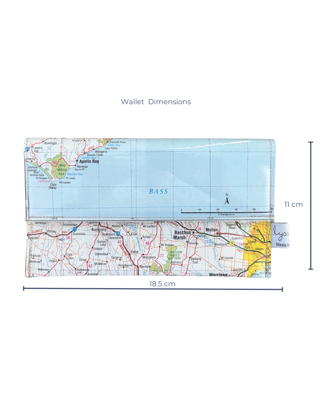 Recycled Map Wallet - VIC - Ballarat, Geelong, Apollo Bay, Sorrento
