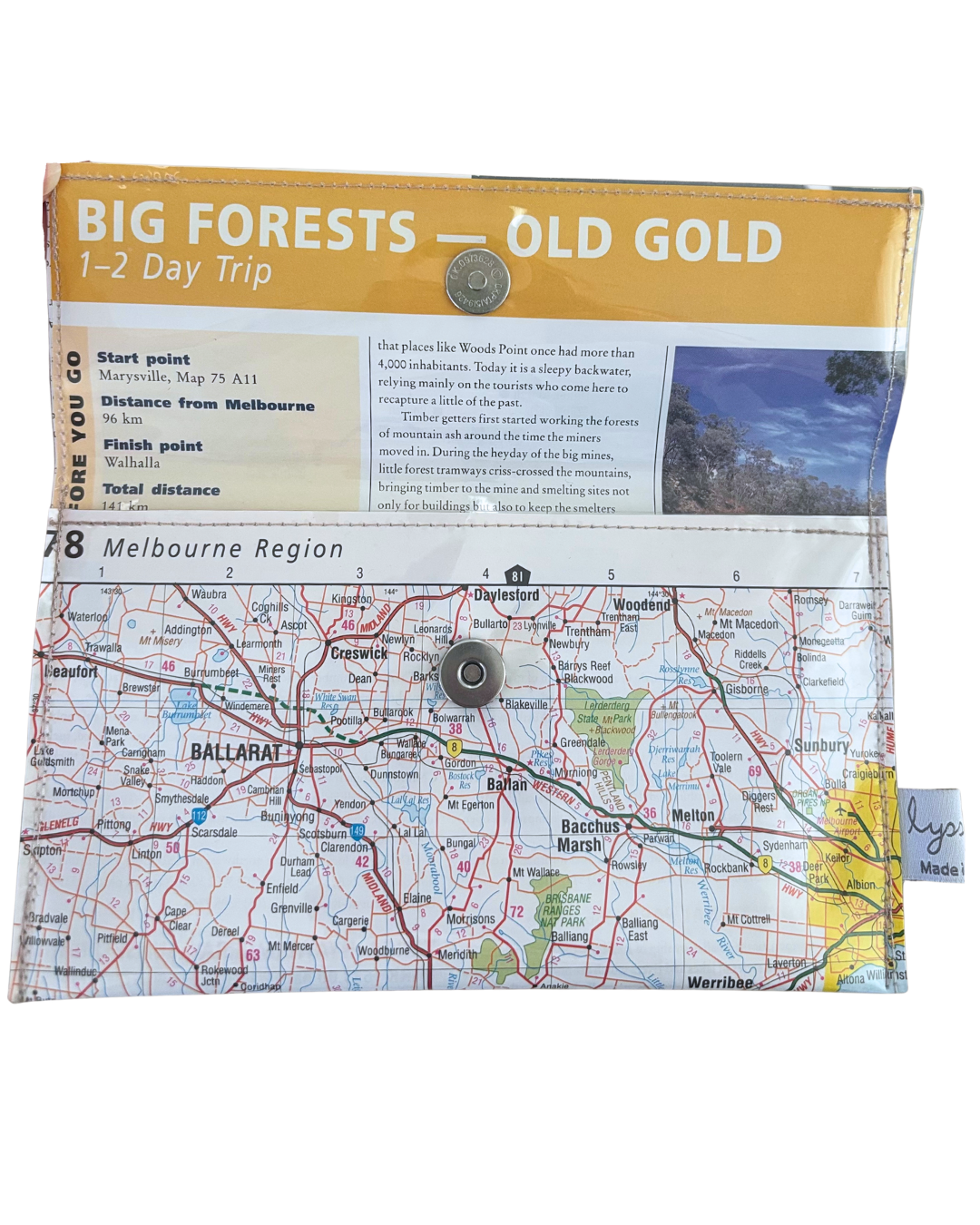 Recycled Map Wallet - VIC - Ballarat, Geelong, Apollo Bay, Sorrento