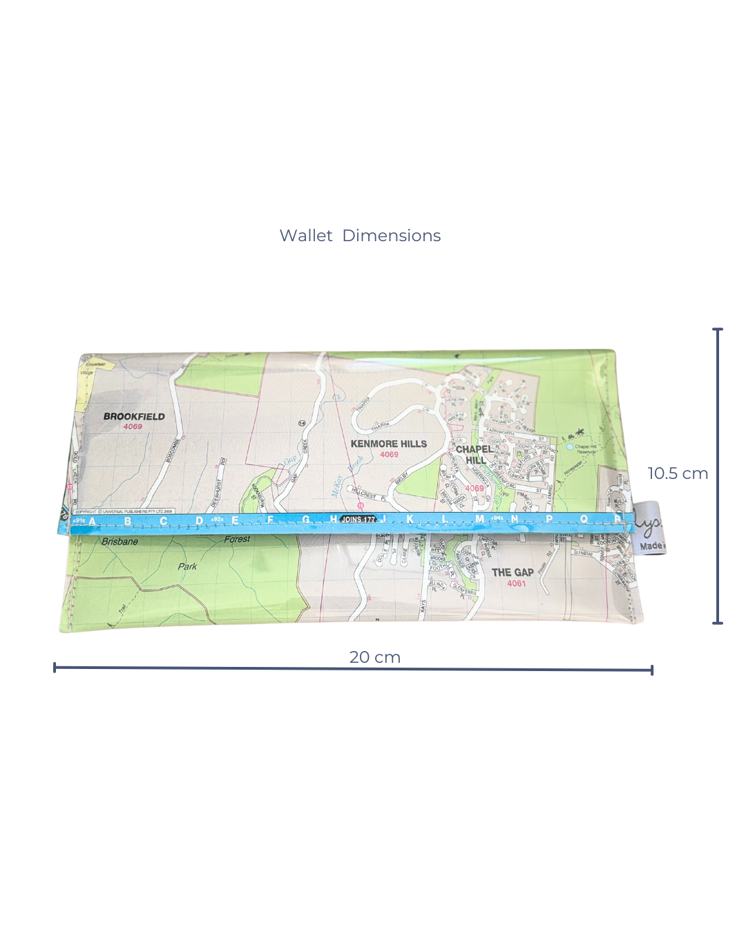 Recycled Street Map Wallet - Mt Coot-tha, Brookfield, Kenmore Hills, The Gap