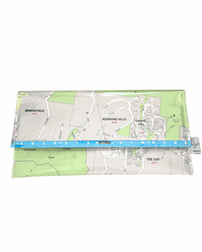 Recycled street map wallet featuring Mt Coot-tha and Brisbane suburbs design, made from vintage UBD directory pages