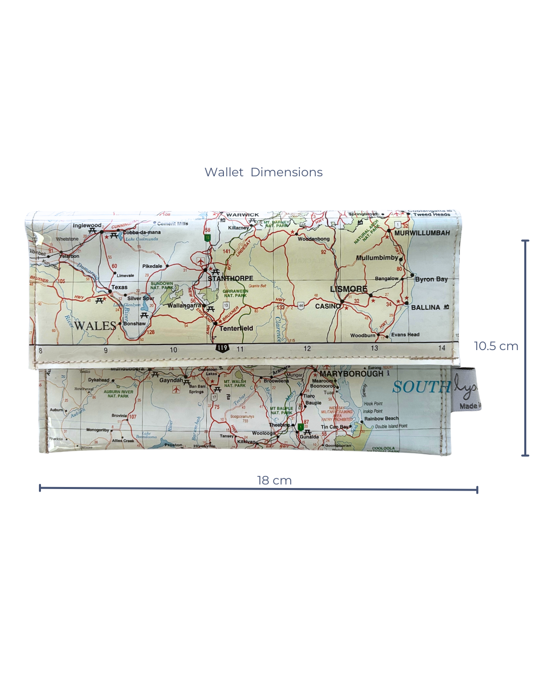 Recycled Map Wallet - Byron to Bundaberg